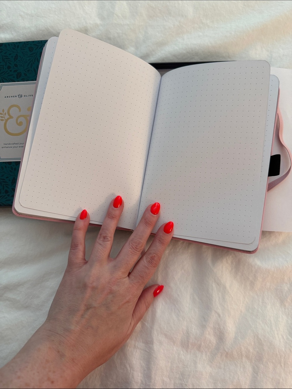 Archer & Olive B6 Pink Embossed Hardcover Notebook with Elastic Closure - Picture 5 of 7